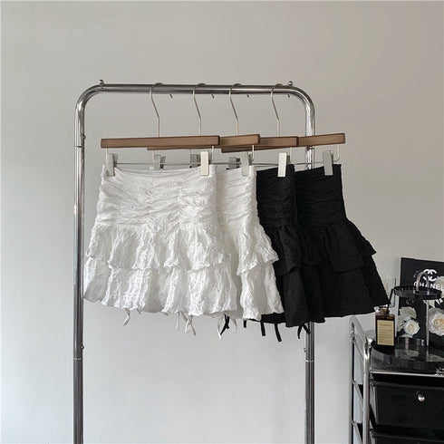 Ruched Up Layered Mini Skirts